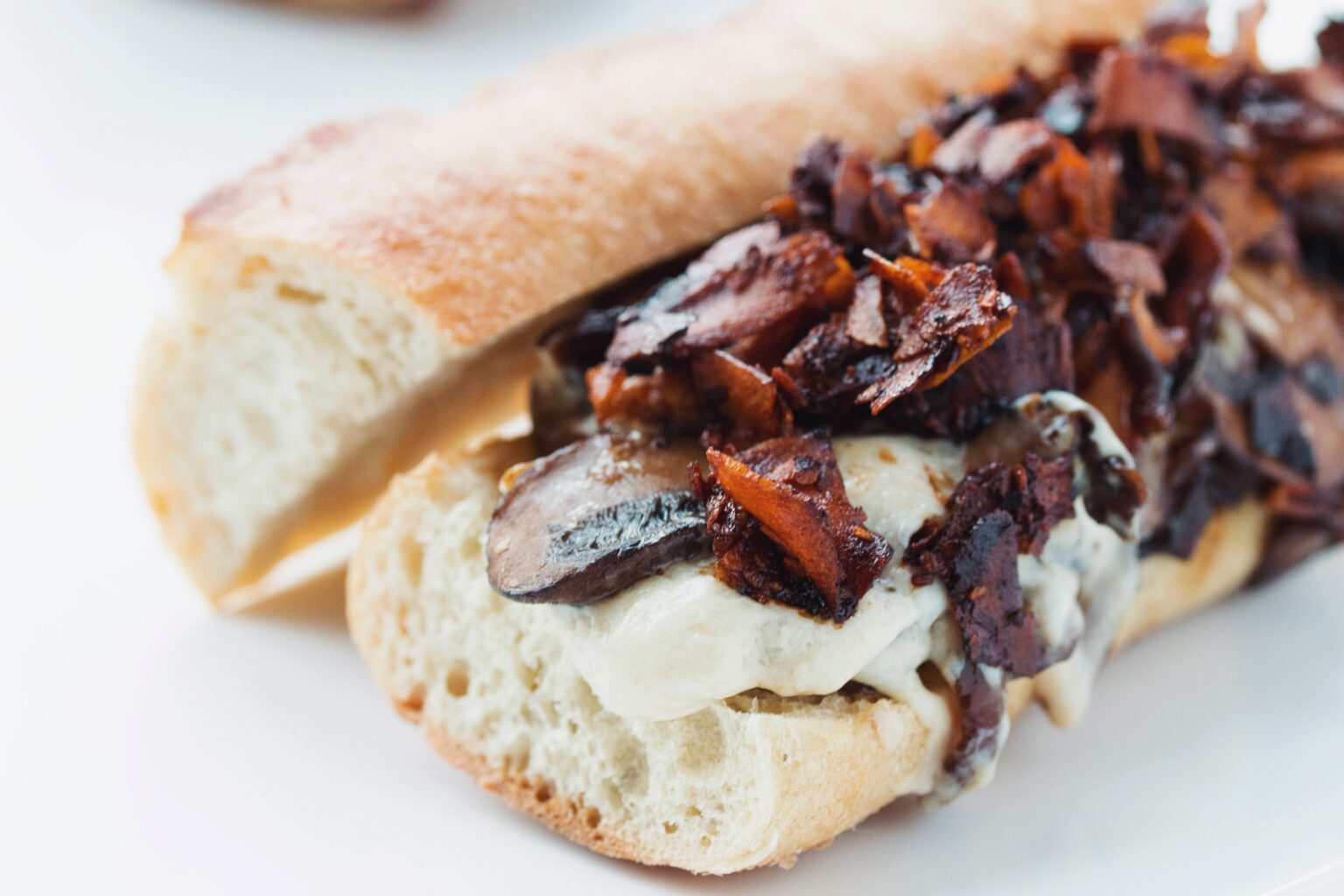 vegan bacon mushroom melt hot for food by Lauren Toyota