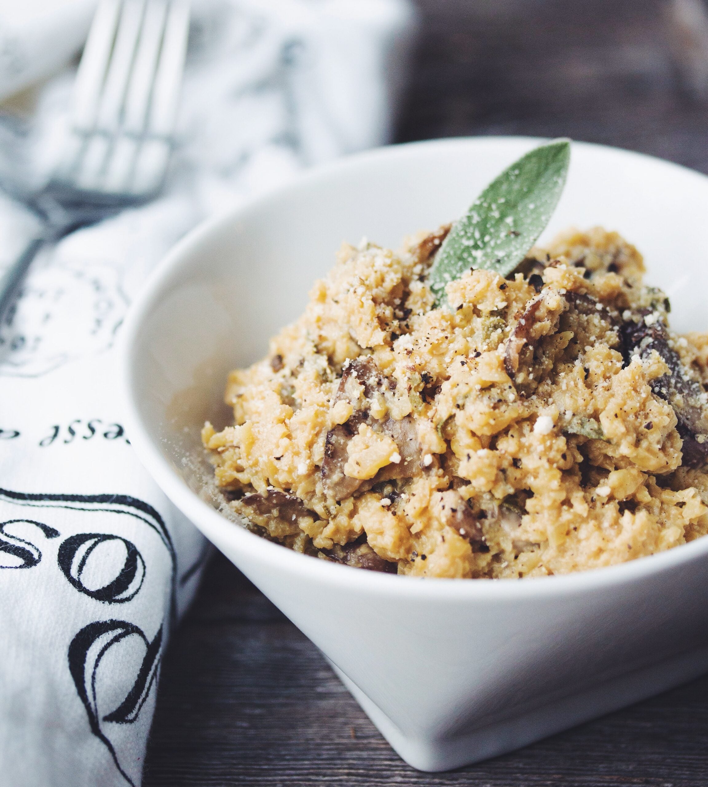 mushroom sage cauliflower risotto - hot for food
