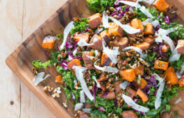 roasted sweet potato kale salad with mustard dill vinaigrette_hot for food