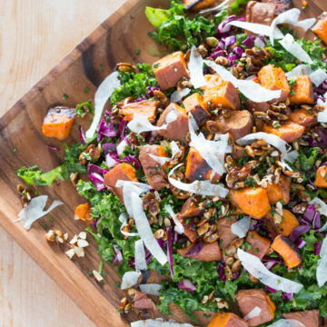 roasted sweet potato kale salad with mustard dill vinaigrette_hot for food
