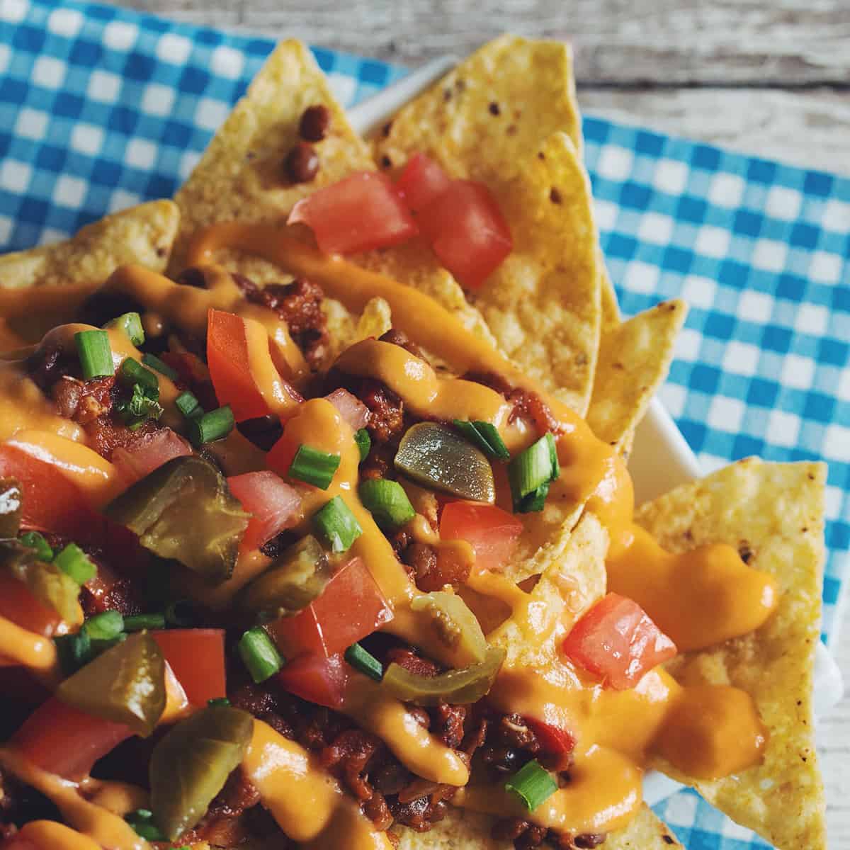 vegan chili nachos - hot for food