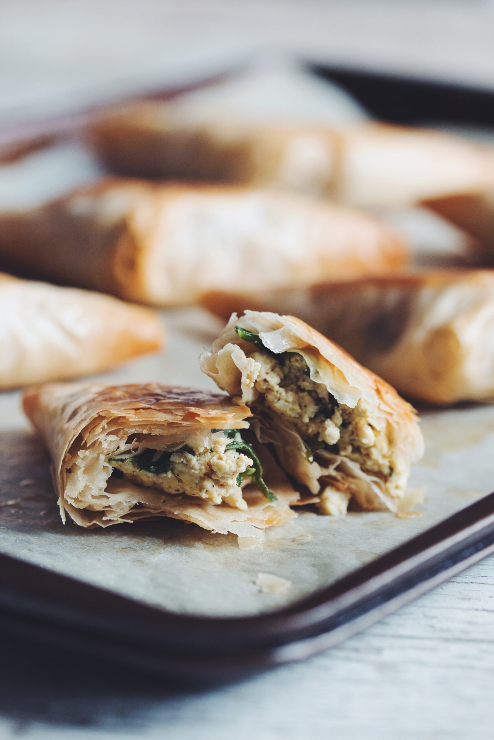 spinach & feta phyllo triangles hot for food