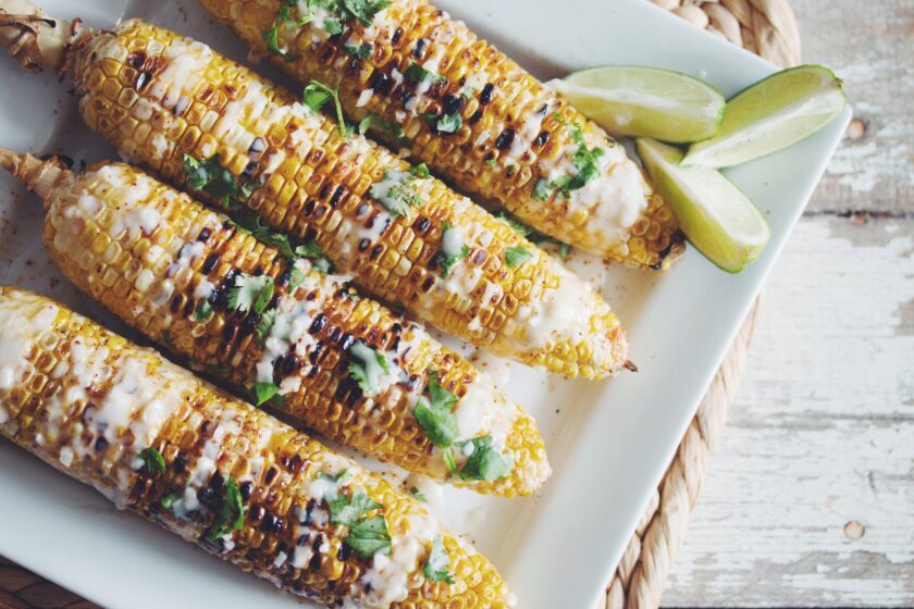 grilled corn on the cob with coconut lime cream_hot for food