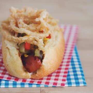 vegan hot dog with jalapeño corn relish_hot for food