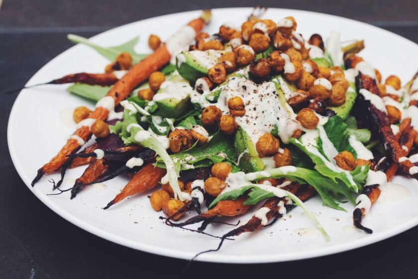 roasted carrot and avocado salad with curried chickpeas_hot for food