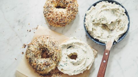 vegan everything bagels and herb & garlic cream cheese_hot for food