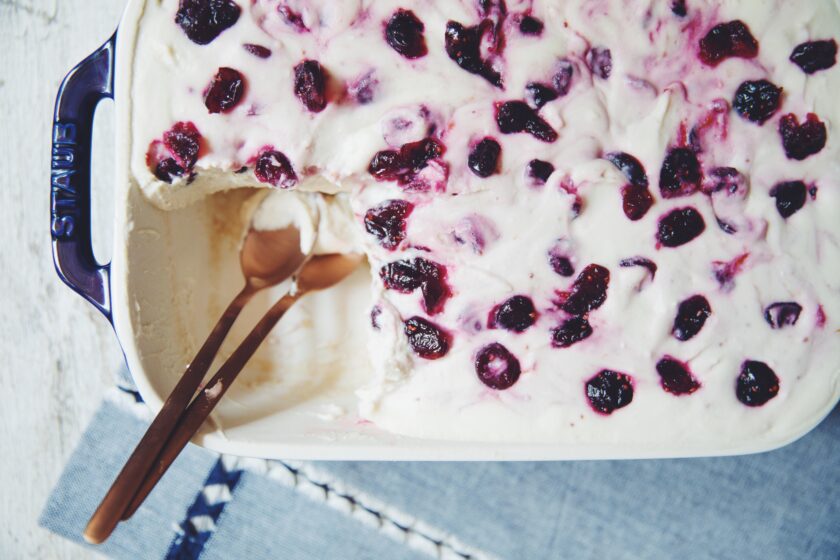 white chocolate cranberry dessert casserole vegan recipe for holidays