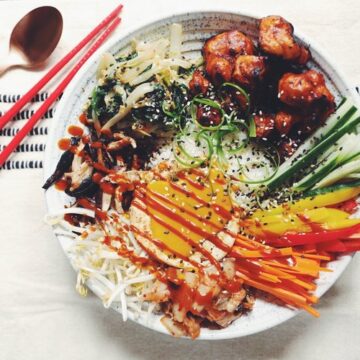 vegan bibimbap with crispy gochujang cauliflower_hot for food