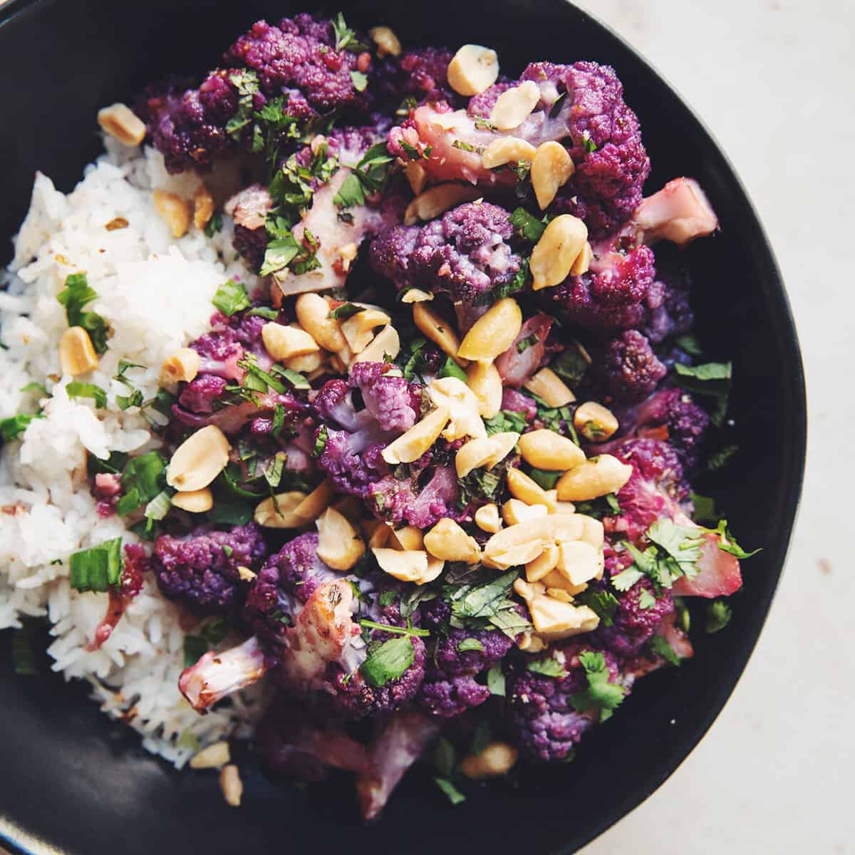 roasted purple cauliflower - hot for food