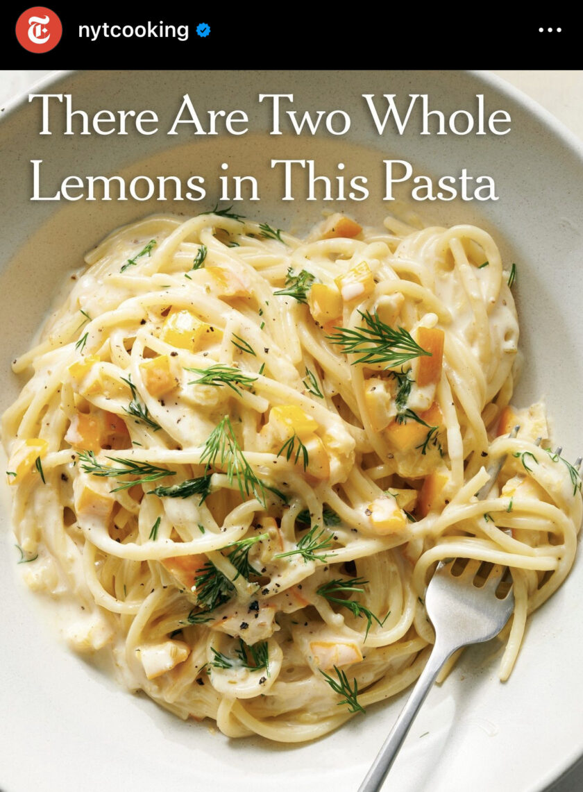 NYT Cooking meyer lemon pasta