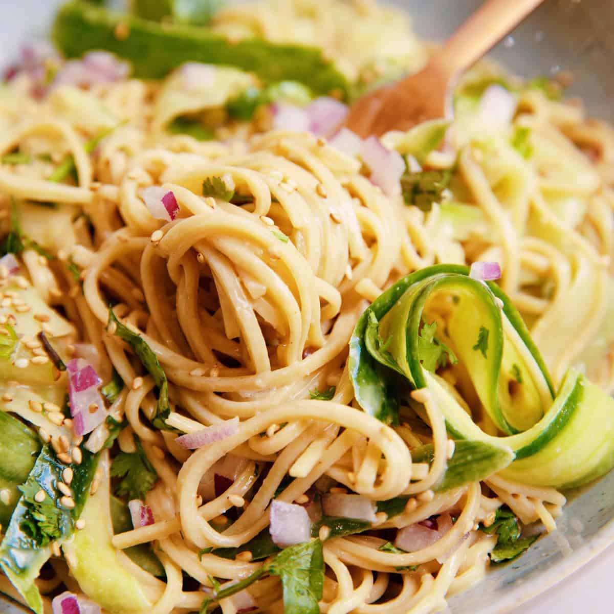 creamy cucumber noodle bowl - hot for food