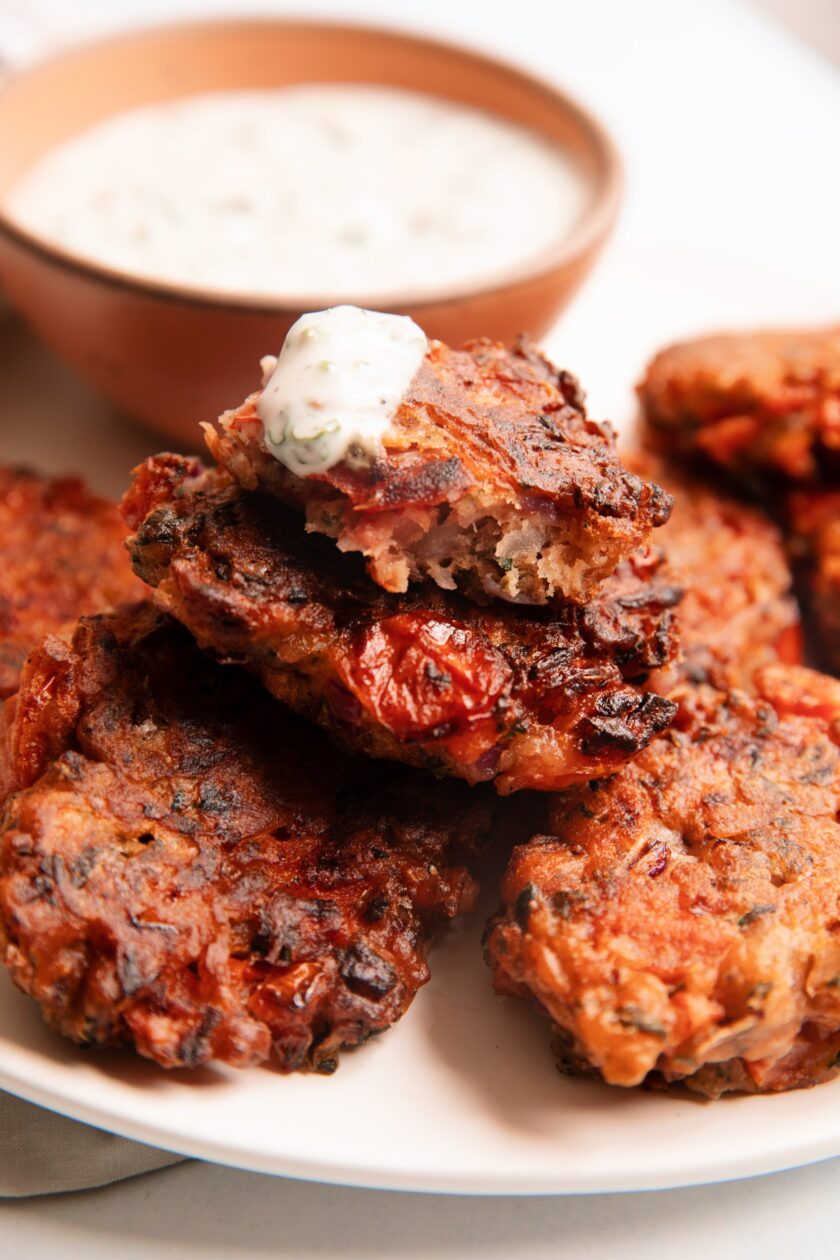 vegan greek tomato fritters