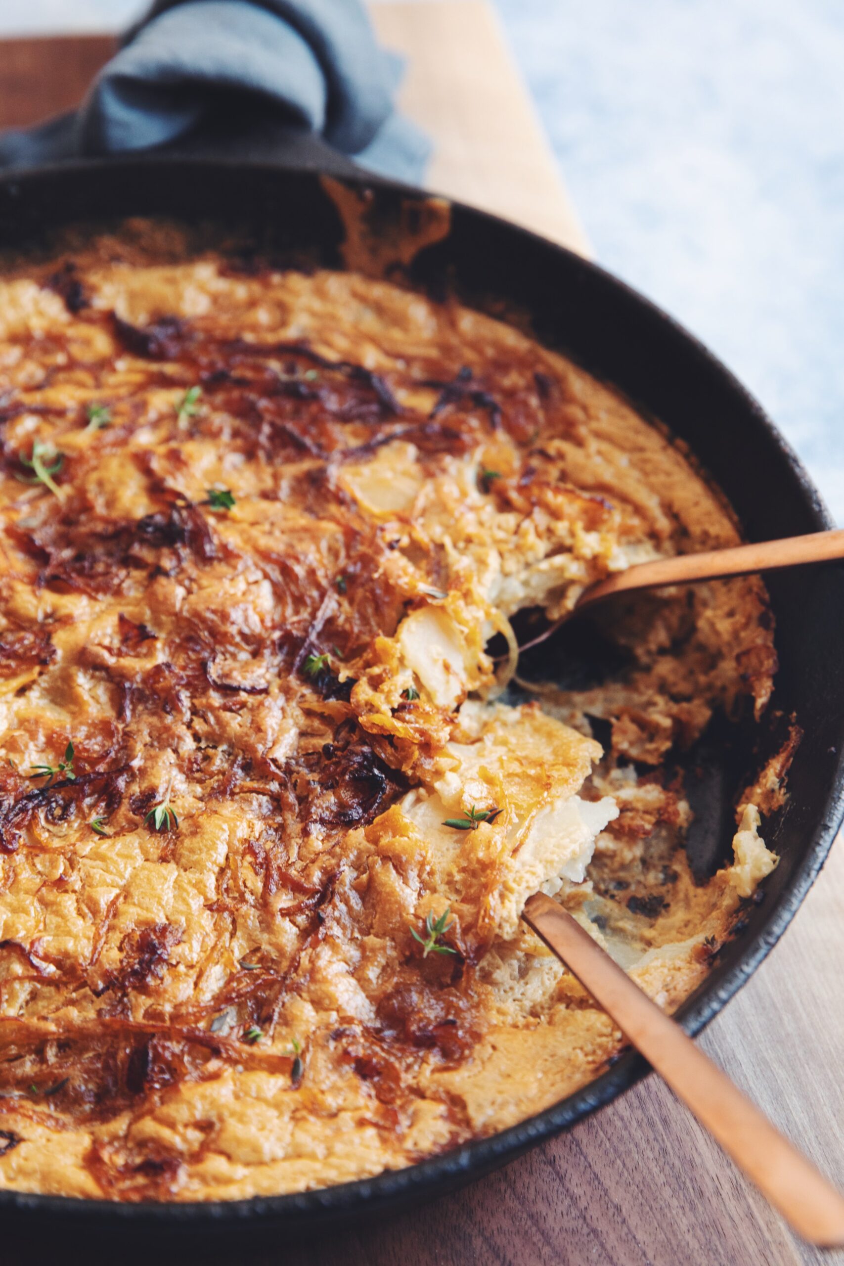 vegan scalloped potatoes recipe with caramelized onions