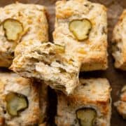 vegan pickle cheddar biscuits on a baking tray