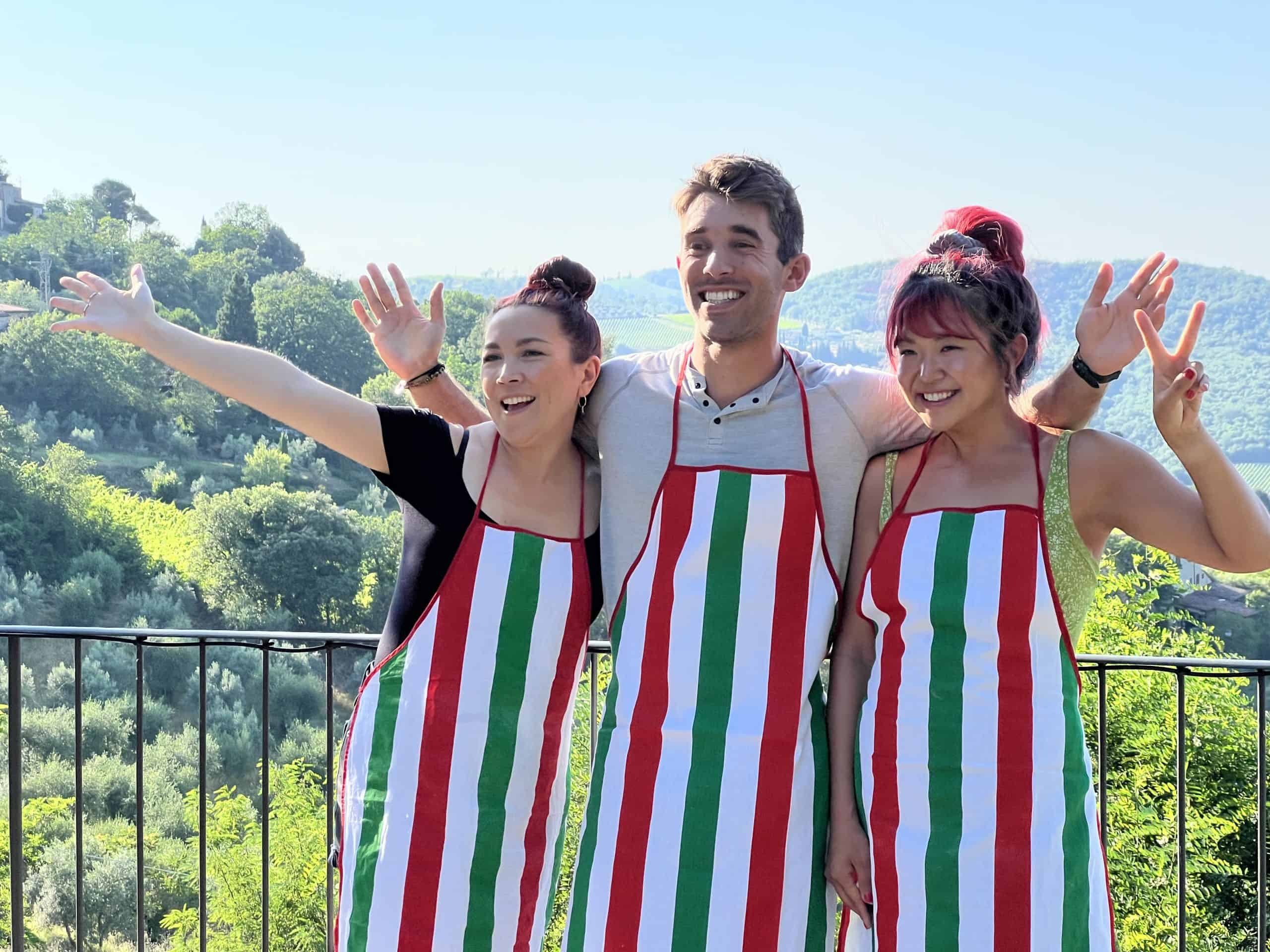 image of influencers Lauren Toyota, Nick Cutsumpas, and Rose Lee in Tuscany Italy with The Getaway Co.