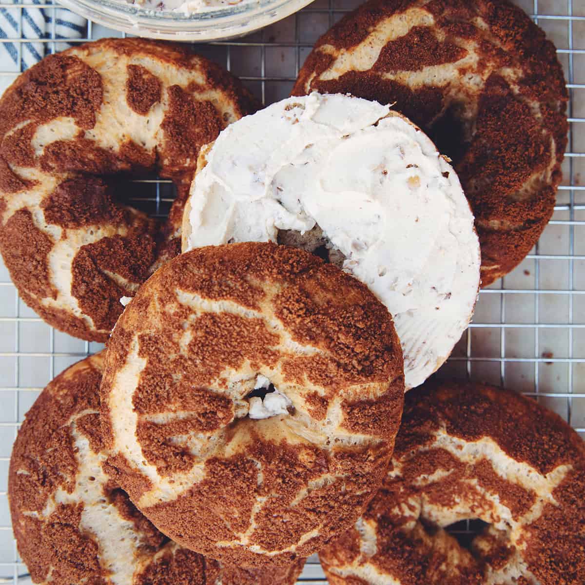 vegan cinnamon crunch bagels (Panera copycat) - hot for food