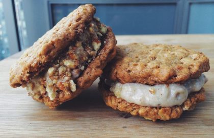 caramelized banana pecan ice cream sandwiches_hot for food