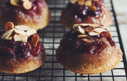 upside down cherry vanilla almond cakes_hot for food
