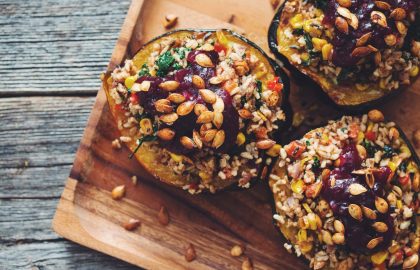 stuffed acorn squash & red wine cranberry sauce_hot for food