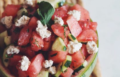 watermelon cucumber salad with almond feta_hot for food